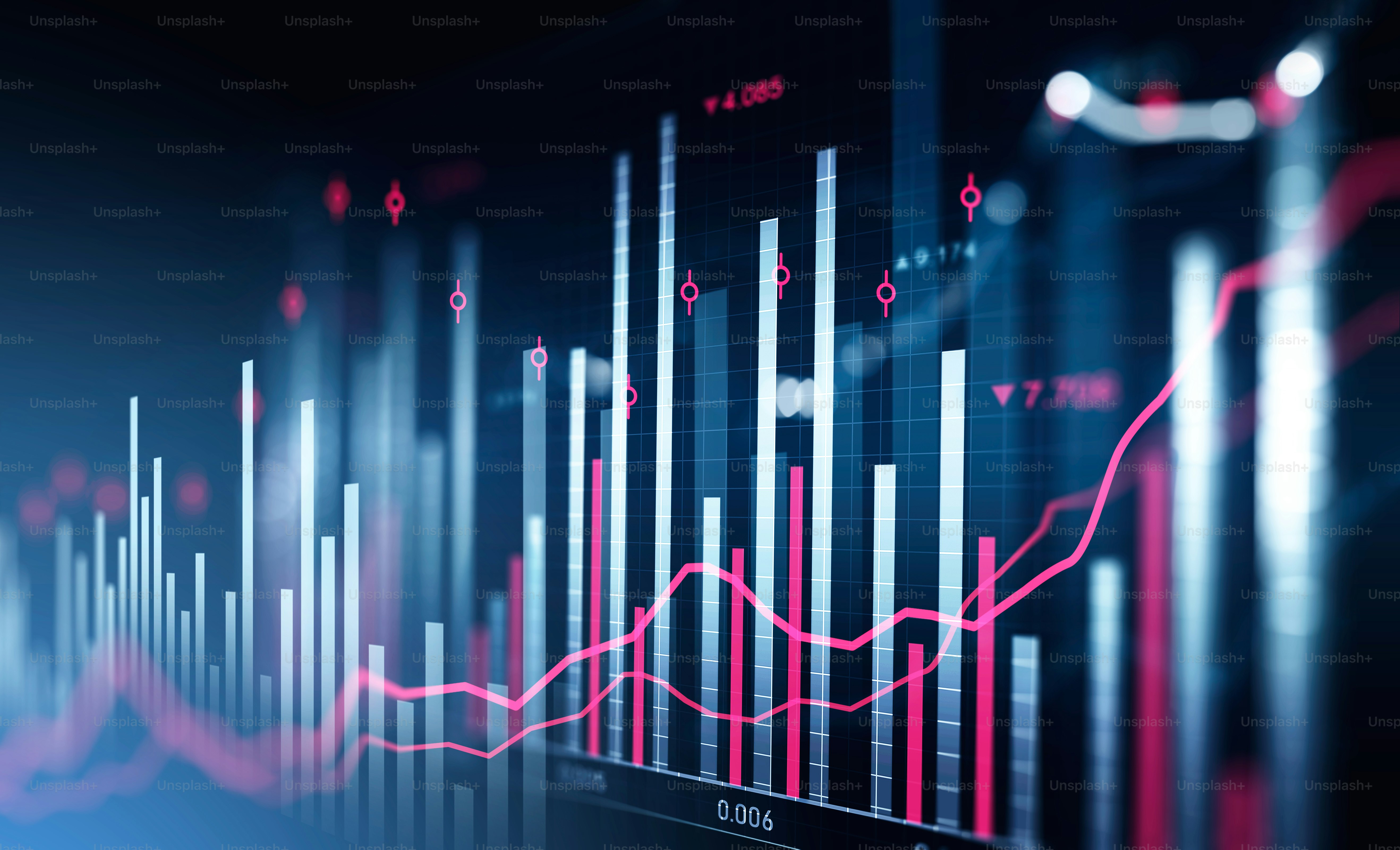 Indicadores econômicos em tela digital